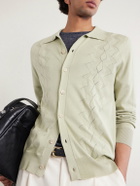 PIACENZA 1733 - Pointelle-Knit Silk and Cotton-Blend Cardigan - Green