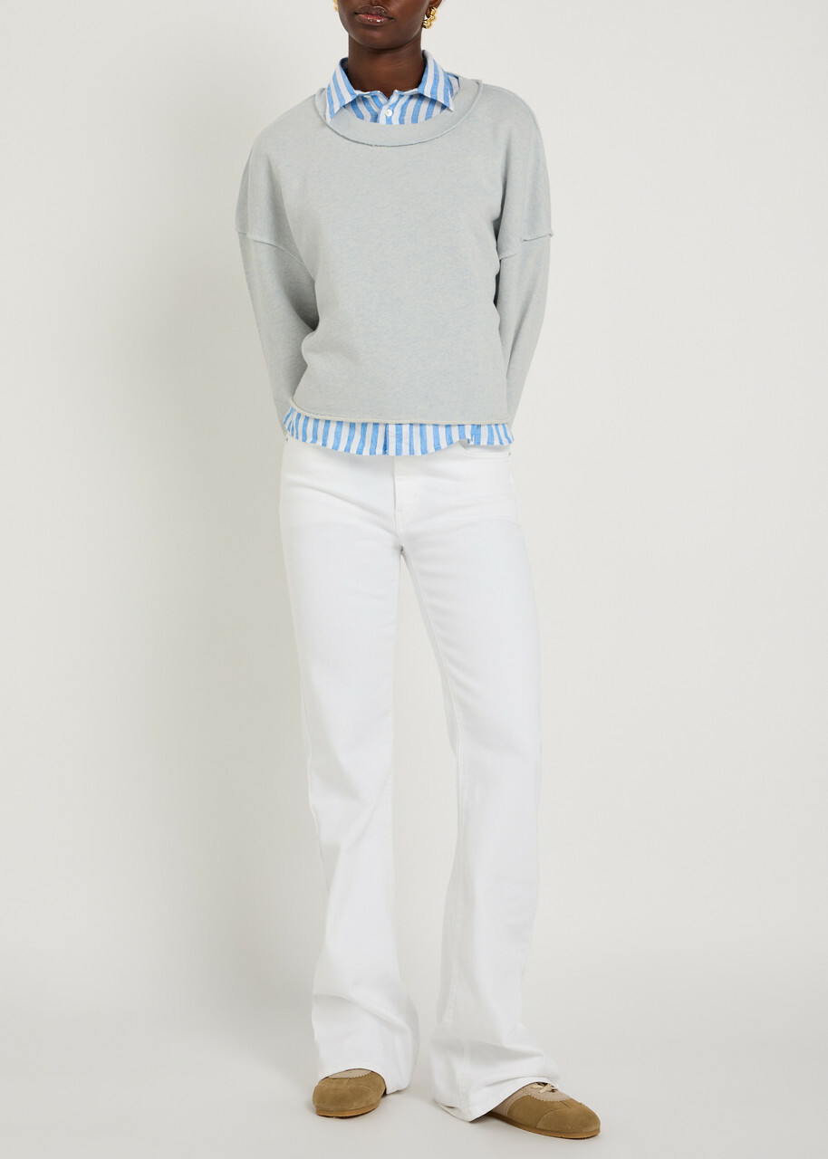 American Vintage Dantown Cropped Cotton Sweatshirt Light Blue