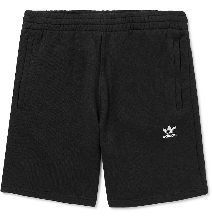 Photo: adidas Originals - Essential Logo-Embroidered Cotton-Jersey Shorts - Black