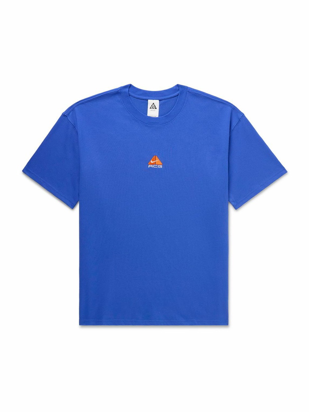 Photo: Nike - ACG Logo-Embroidered Jersey T-Shirt - Blue
