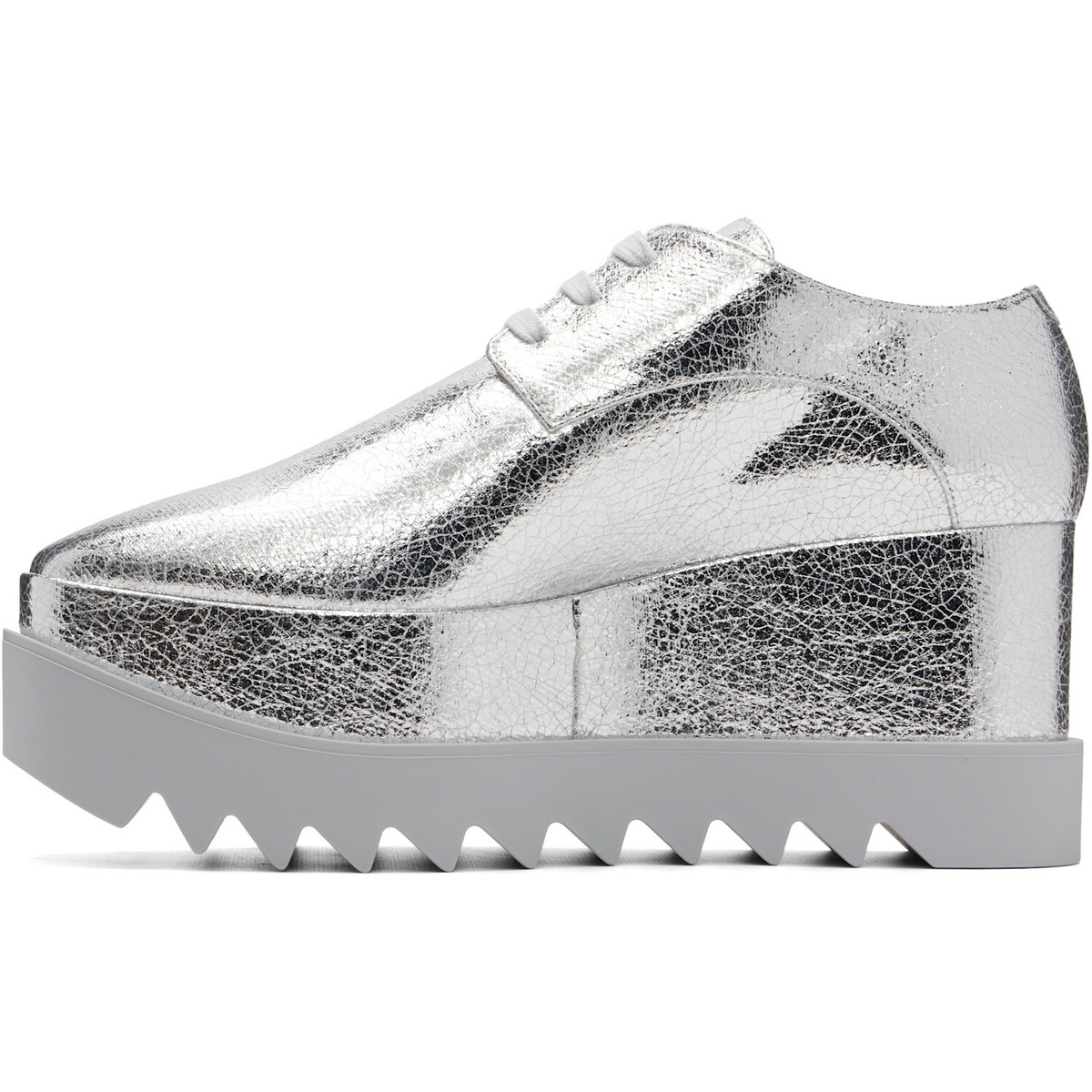Stella McCartney Silver Elyse Metallic Crackled Platform Derbys