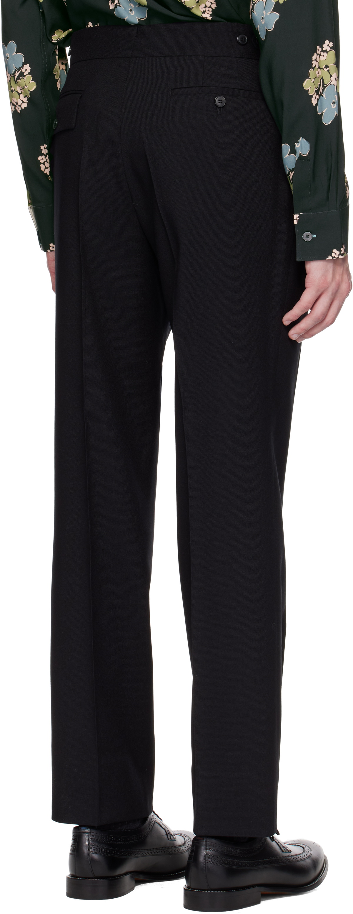 Paul Smith Black Two-Ply Hopsack Trousers