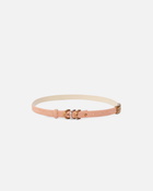 Pinko Thin Suede Belt With Logo Branded Rings 2cm Orange Mix Gal Gold Nikel