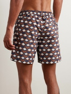 Mr P. - Arrow Straight-Leg Mid-Length Printed Swim Shorts - Brown