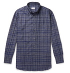 Brioni - Button-Down Collar Checked Linen Shirt - Men - Navy