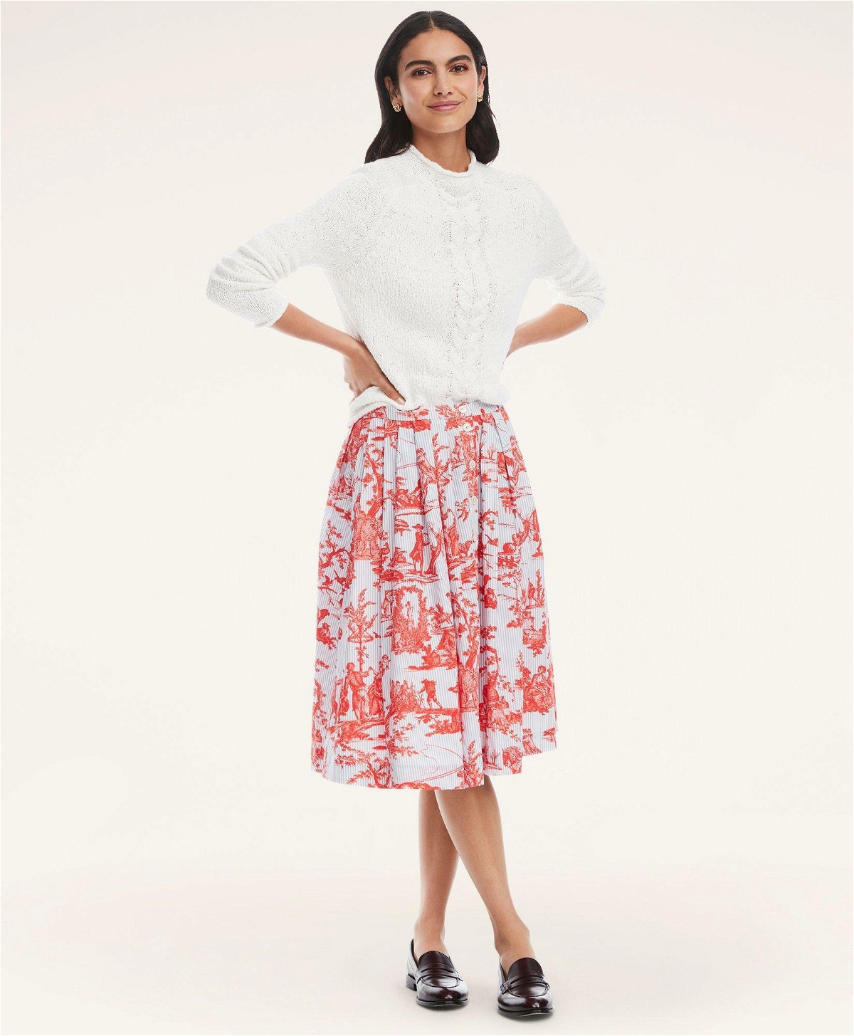 Photo: Brooks Brothers Women's Cotton Toile Flared Skirt | Red/Blue