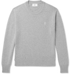 AMI PARIS - Logo-Embroidered Cashmere Sweater - Gray