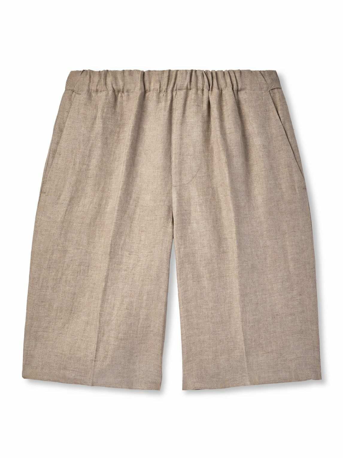 PIACENZA 1733 - Straight-Leg Herringbone Linen Shorts - Neutrals