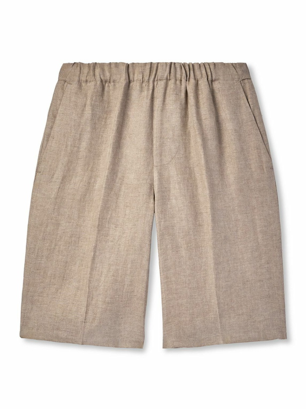 Photo: PIACENZA 1733 - Straight-Leg Herringbone Linen Shorts - Neutrals