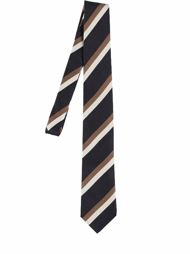 Photo: BRUNELLO CUCINELLI - Classic Striped Silk & Wool Tie