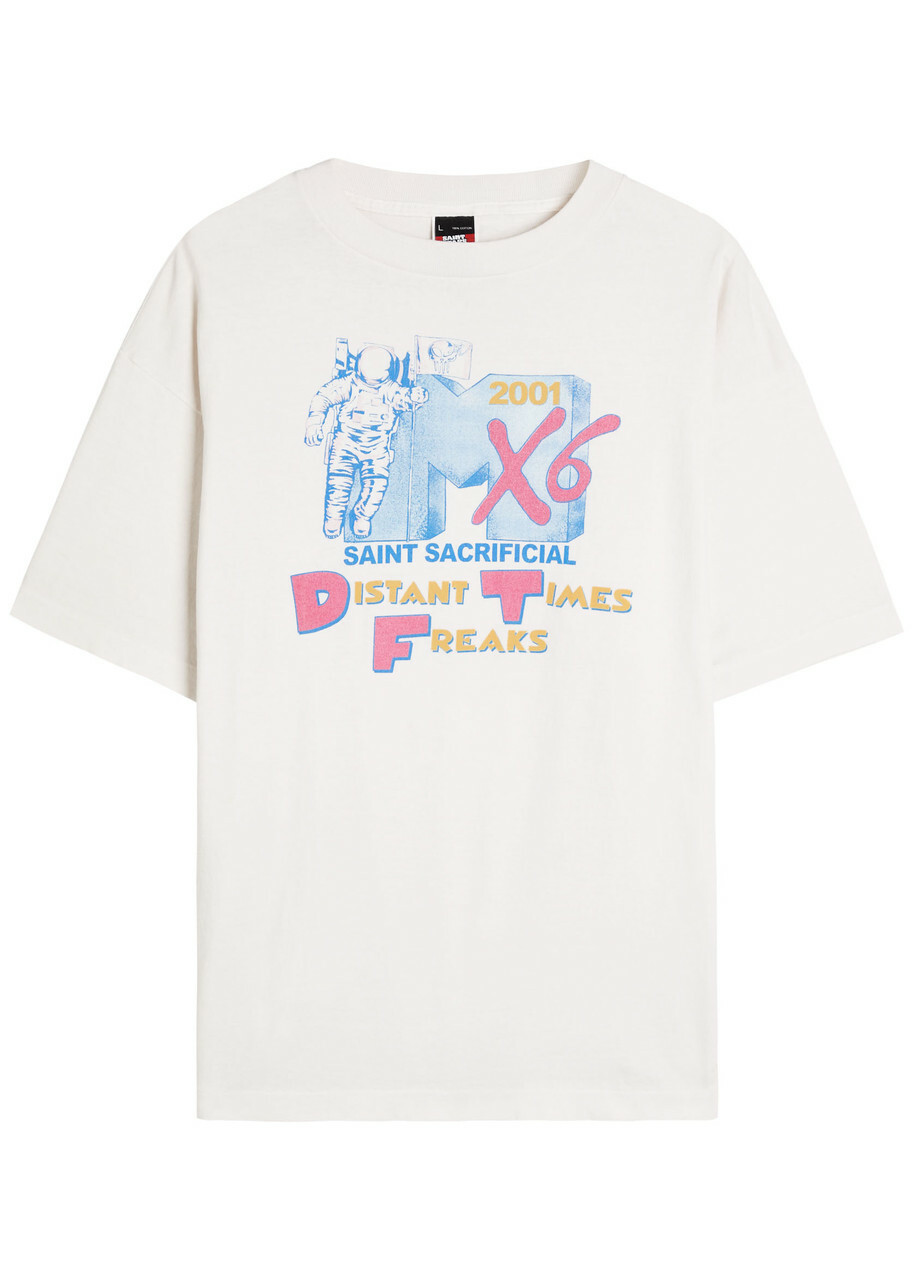 Saint Mxxxxxx Mtv Printed Cotton T-shirt White