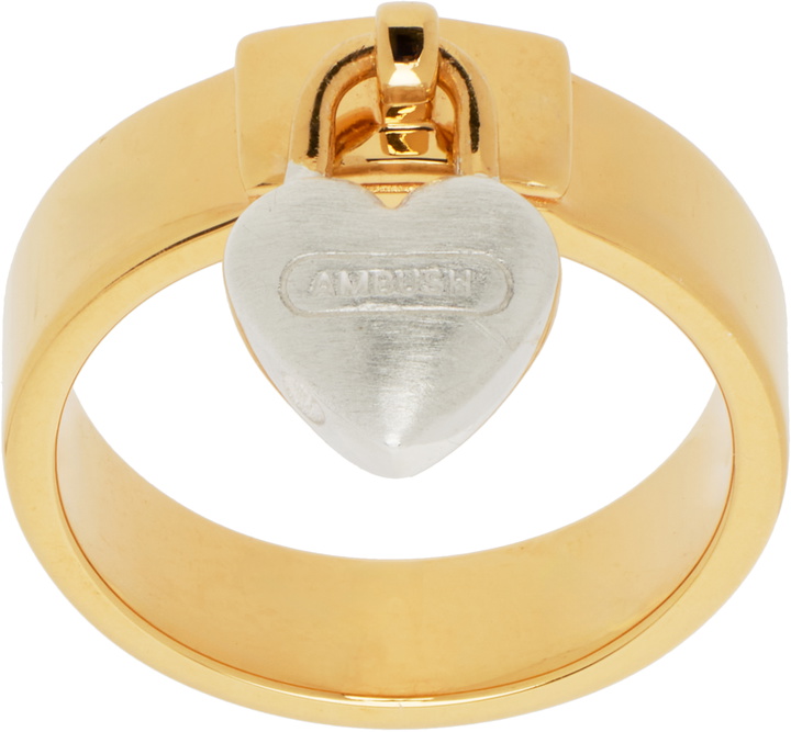 Photo: AMBUSH Gold Heart Padlock Ring