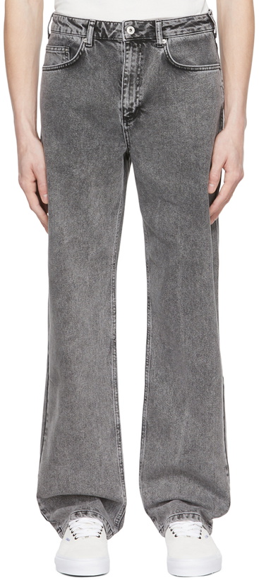 Photo: Axel Arigato Gray Tumble Straight-Leg Jeans