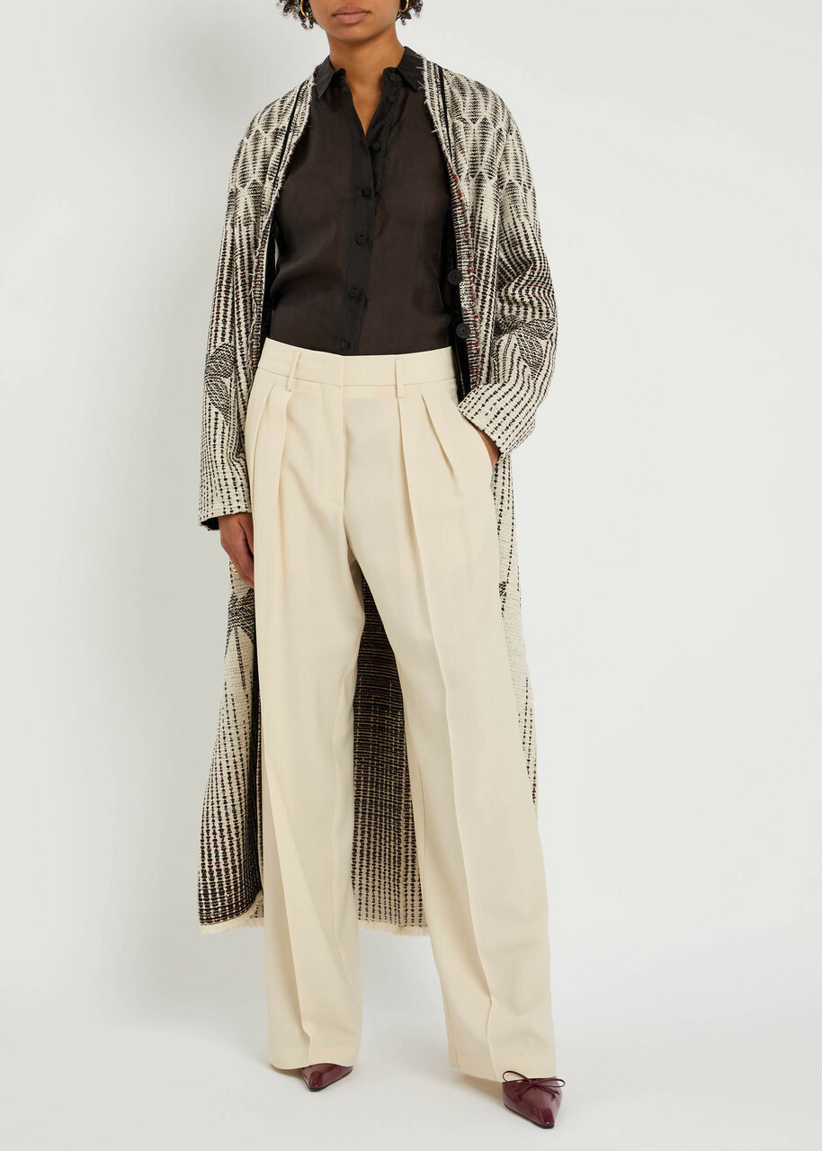 Forte_forte Pleated Woven Trousers Cream