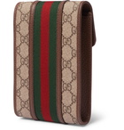 Gucci - Ophidia Grosgrain and Leather-Trimmed Monogrammed Coated-Canvas Messenger Bag - Brown