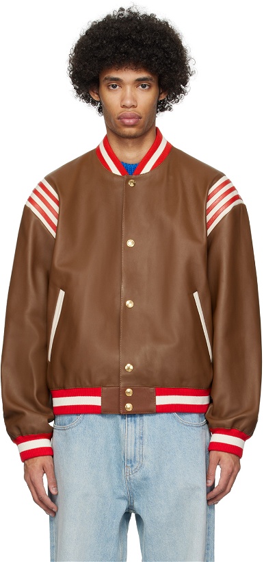 Photo: Bally Brown Striped Leather Jacket
