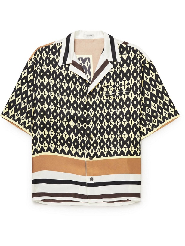 Photo: Valentino - Camp-Collar Printed Silk Shirt - Brown