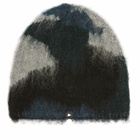 and wander Men's Mixed Colour Shaggy Knit Beanie in Black Mix