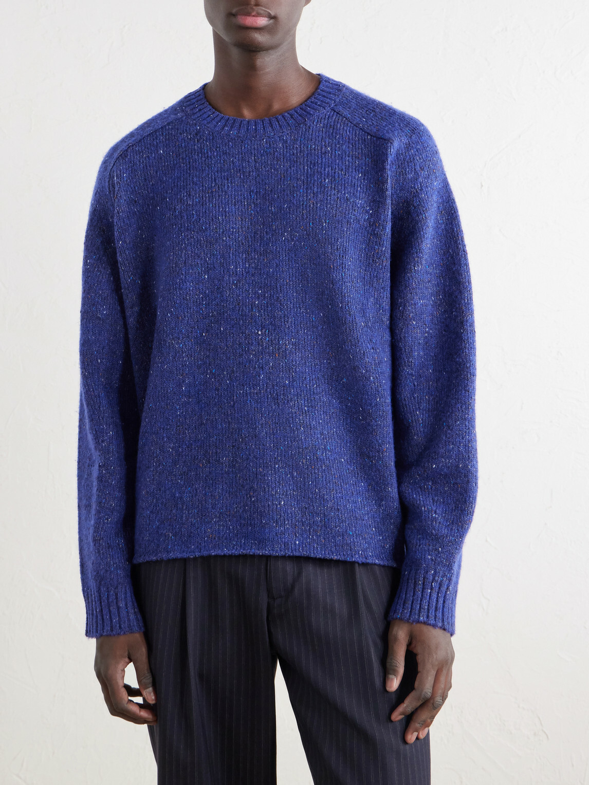 NN07 - Jim 60074 Wool-Blend Knitted Crewneck - Blue
