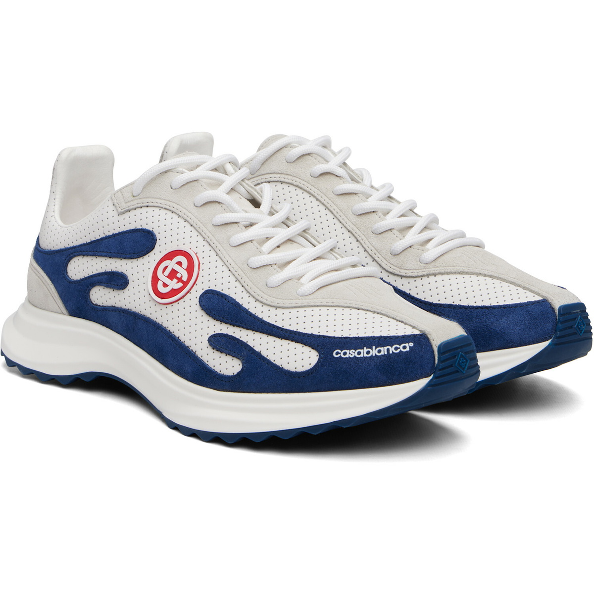 Casablanca White & Navy Stade Sneakers