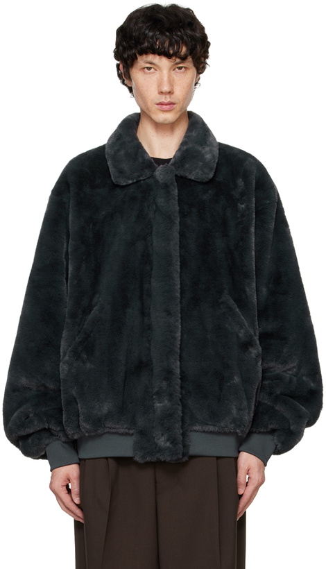 Photo: The Frankie Shop Gray Justin Faux-Fur Bomber Jacket