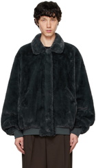 The Frankie Shop Gray Justin Faux-Fur Bomber Jacket