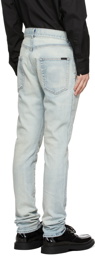 Saint Laurent Blue Skinny 5 Pocket Low Jeans