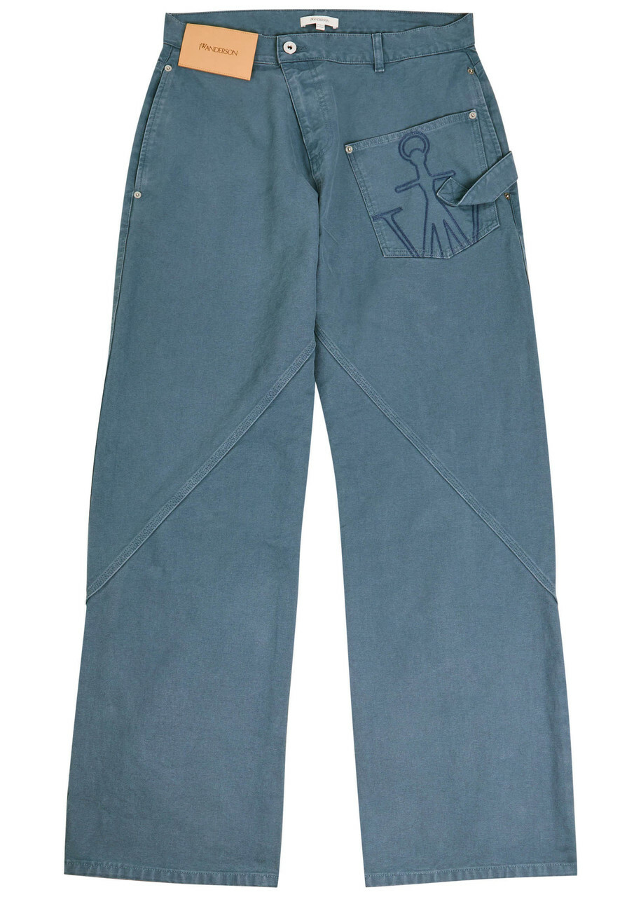 デニム・ジーパン J. W. Anderson Twisted Seam Trousers JW Anderson Twisted Seam Cotton Trousers Olive JW Anderson