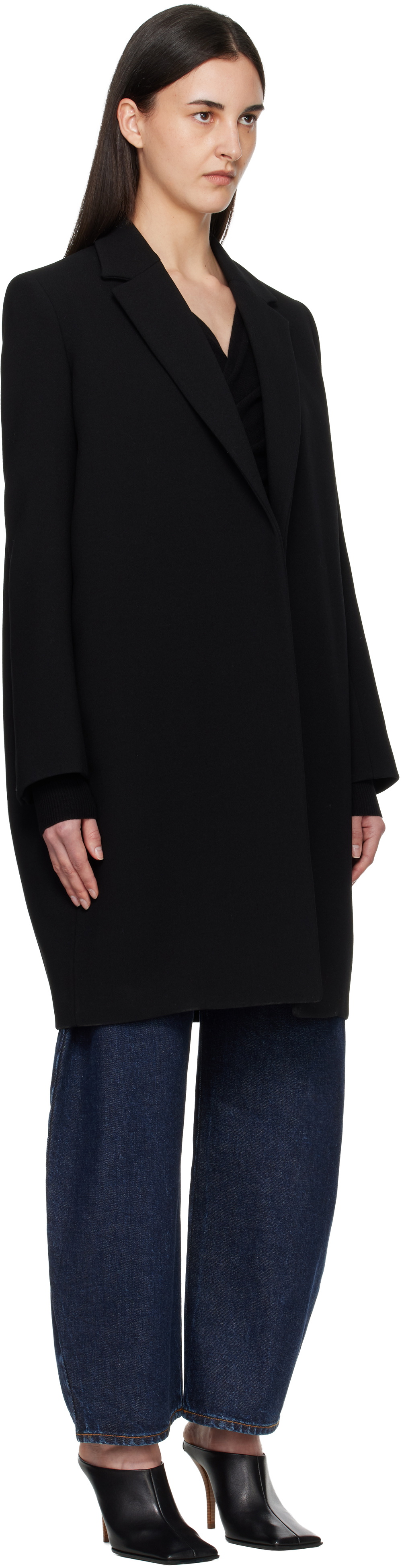 ALAÏA Black Crombie Wool Coat
