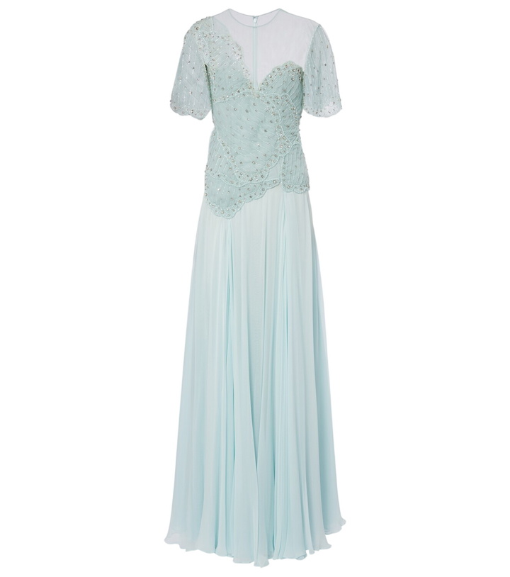 Photo: Costarellos Embellished silk-blend georgette gown