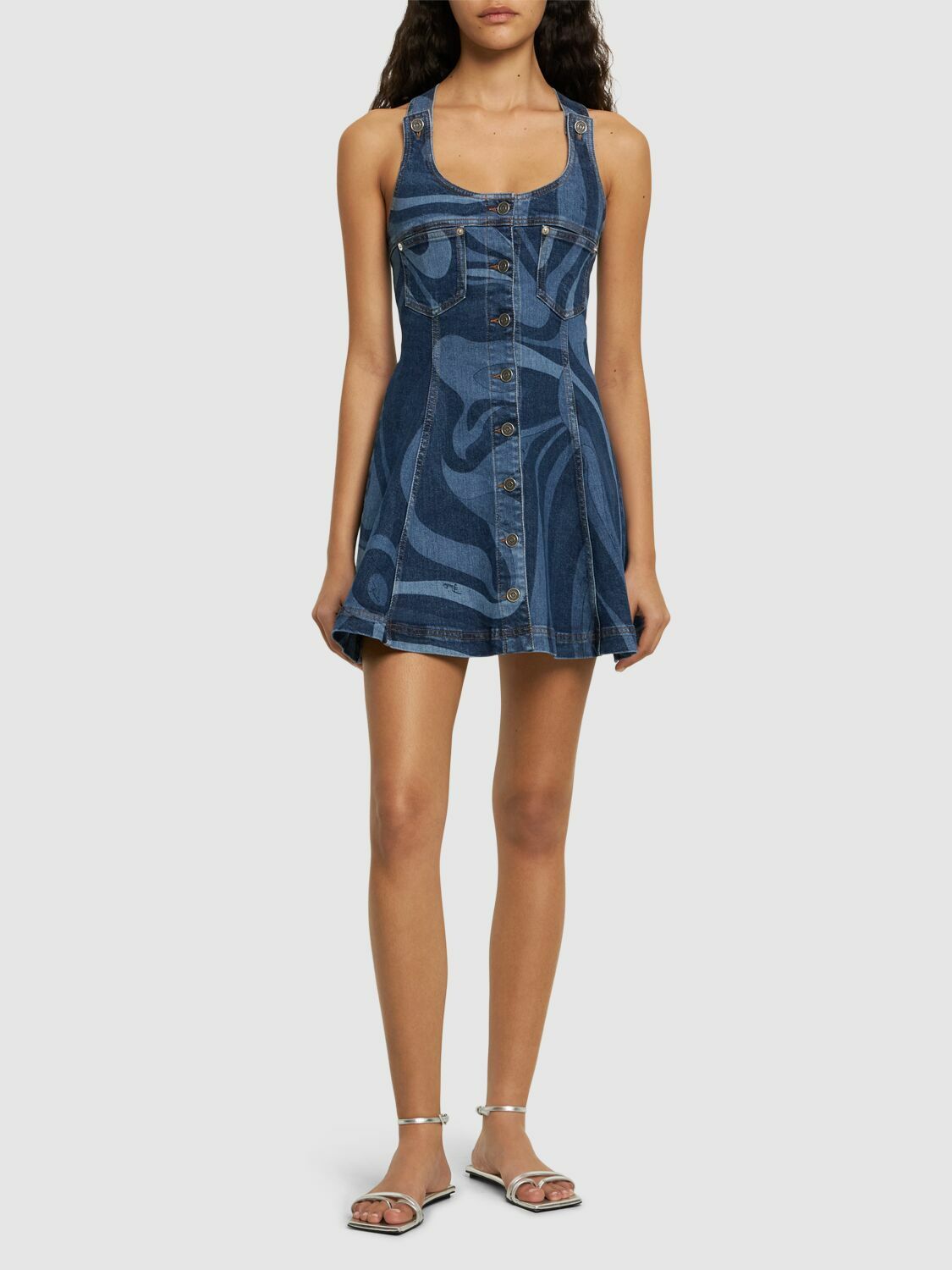 PUCCI Printed Denim Mini Dress Emilio Pucci