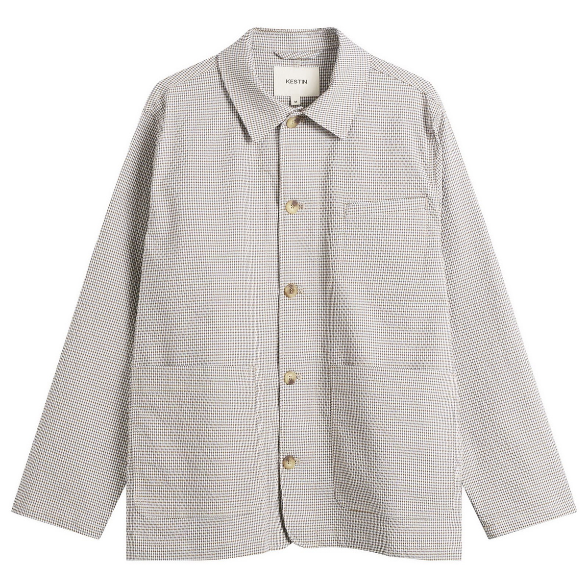 Kestin Men's Seersucker Huntly Jacket in Brown Mini Check