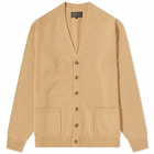 Beams Plus Men's 7G Elbow Patch Cardigan in Beige