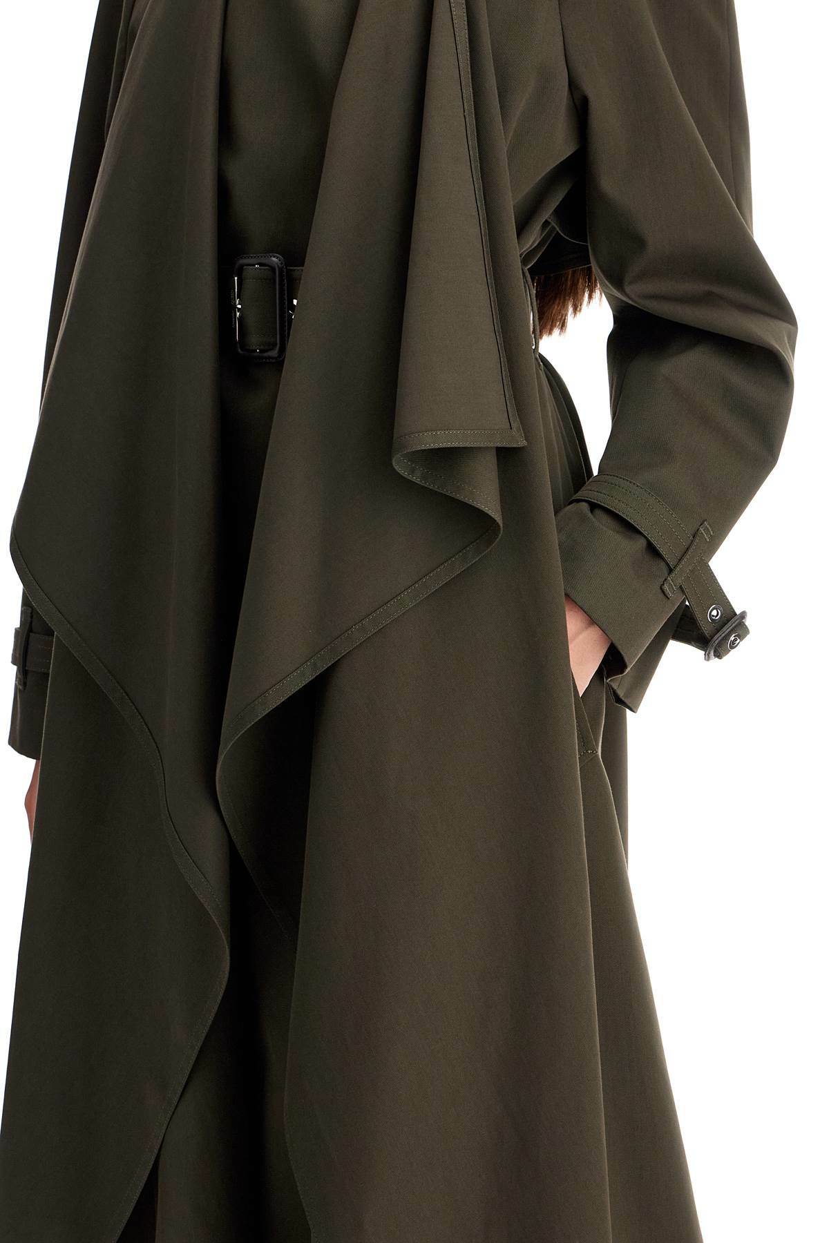 ALEXANDER MCQUEEN double-breasted trench coat with draped Khaki