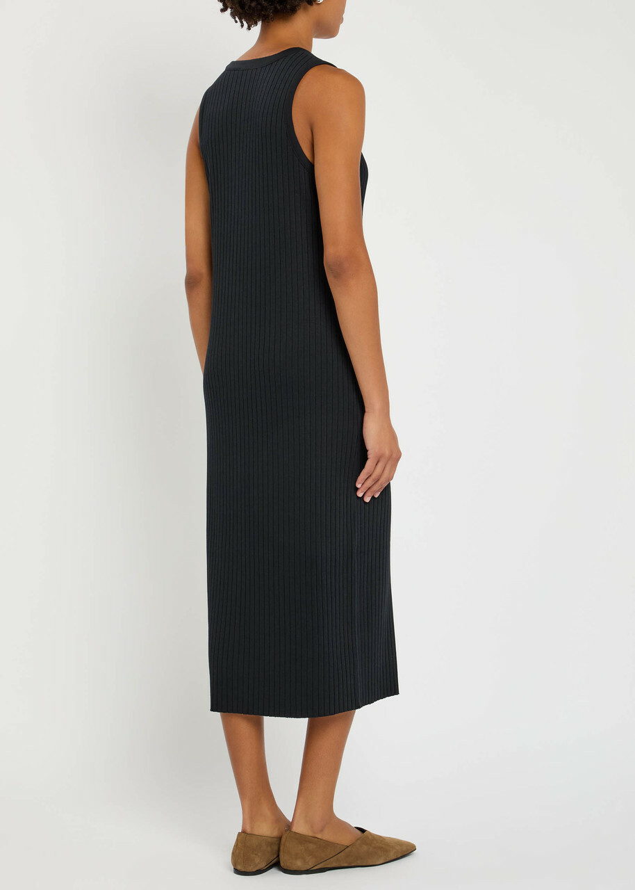Vince Ribbed Stretch-knit Midi Dress Navy