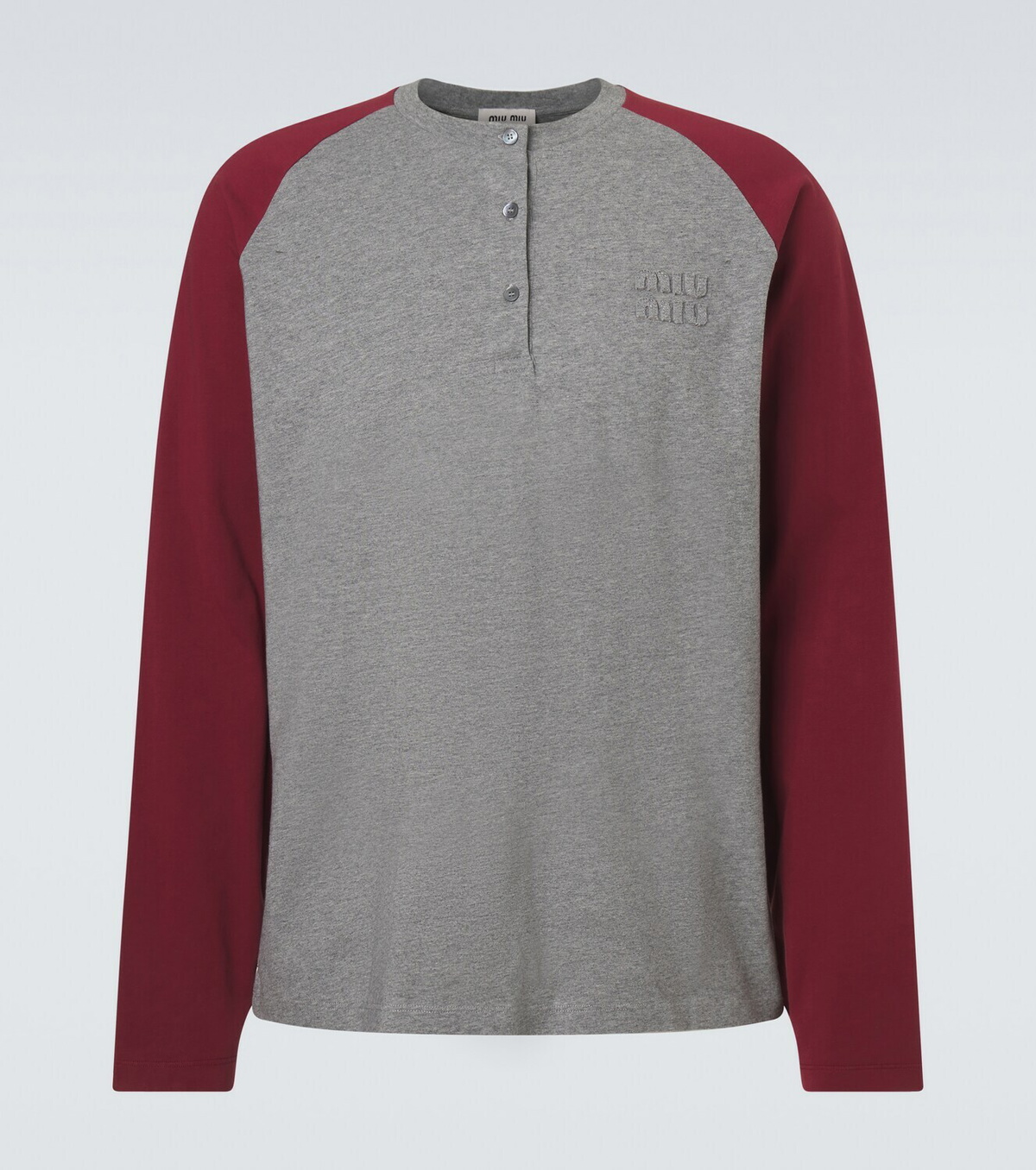 Miu Miu Logo cotton jersey Henley shirt