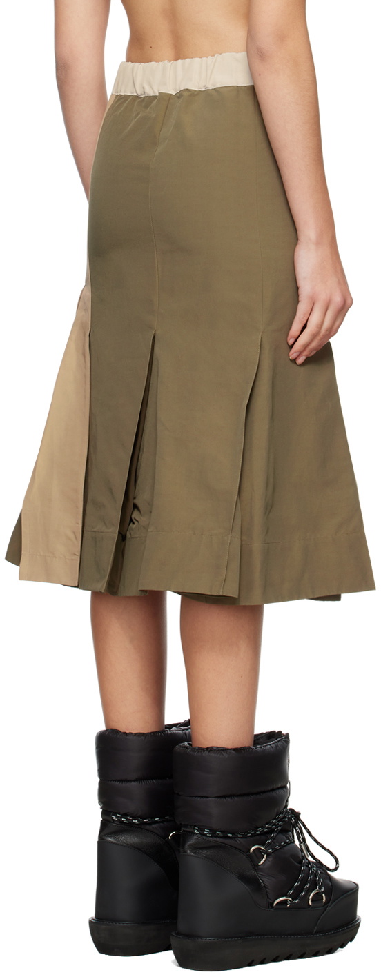 sacai Khaki Pleated Mid-Length Skirt