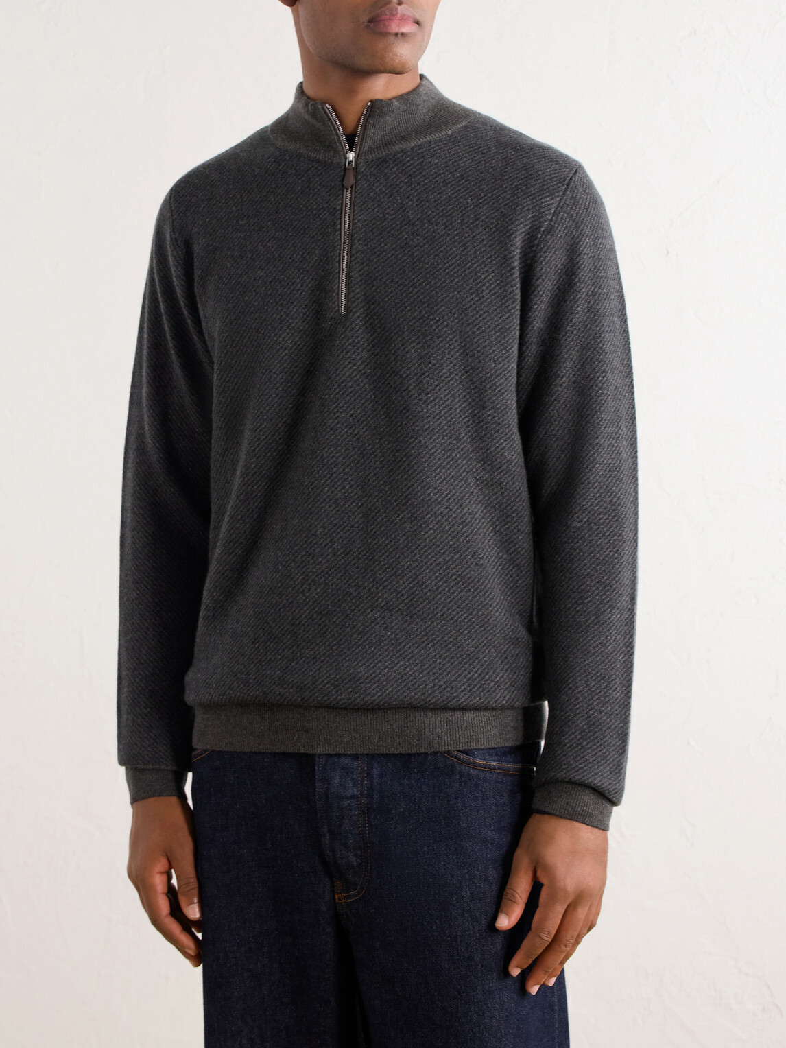 N.PEAL - Temple Cashmere Half-Zip Sweater - Gray