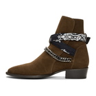 Amiri Brown Suede Bandana Buckle Boots