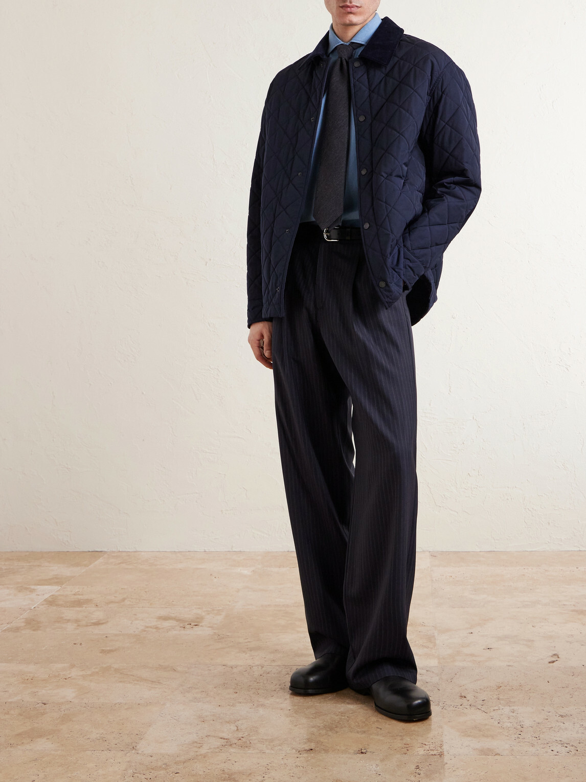 Purdey - Cotton Corduroy-Trimmed Padded Quilted Shell Jacket - Blue