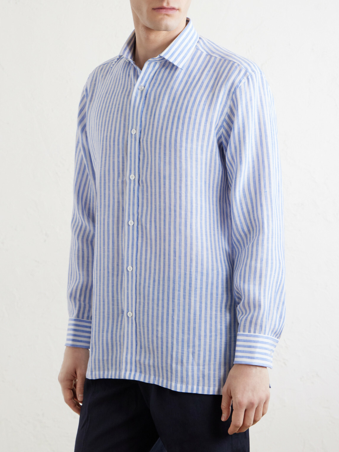 Charvet - Striped Linen Shirt - Blue