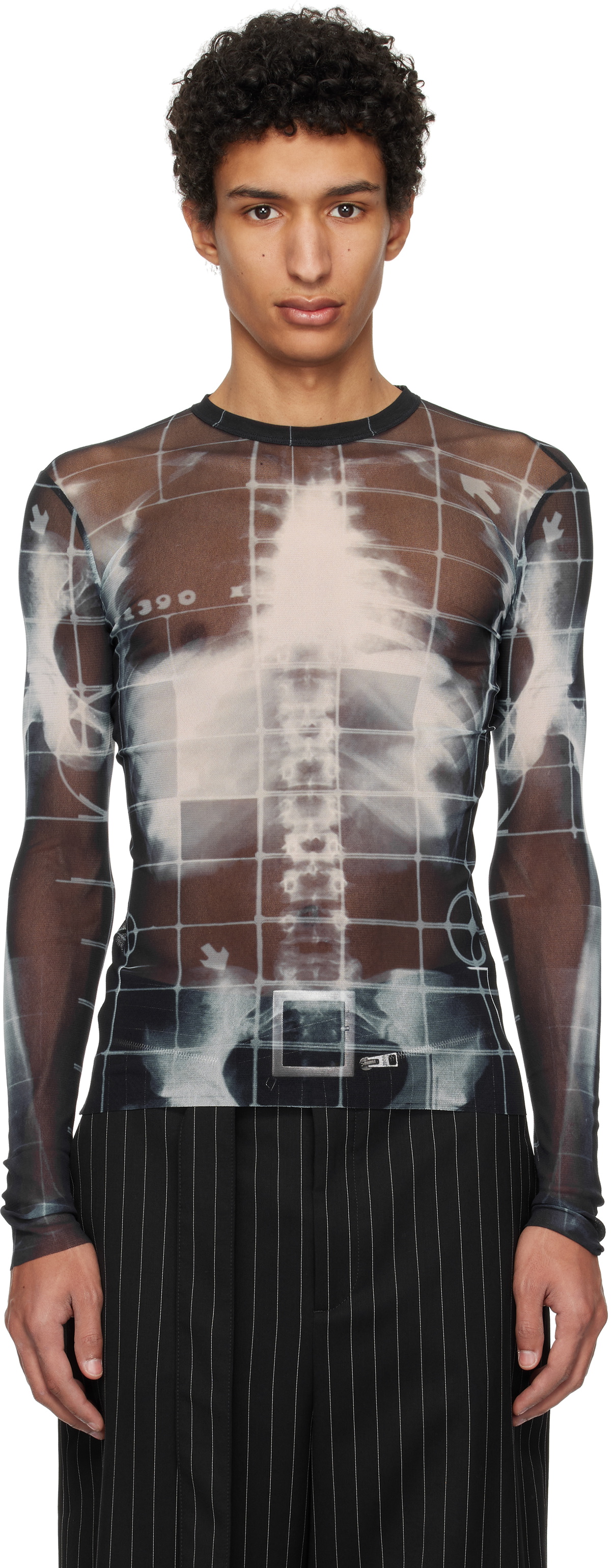 Jean Paul Gaultier Black & Blue 'The Squeletor' Long Sleeve Top