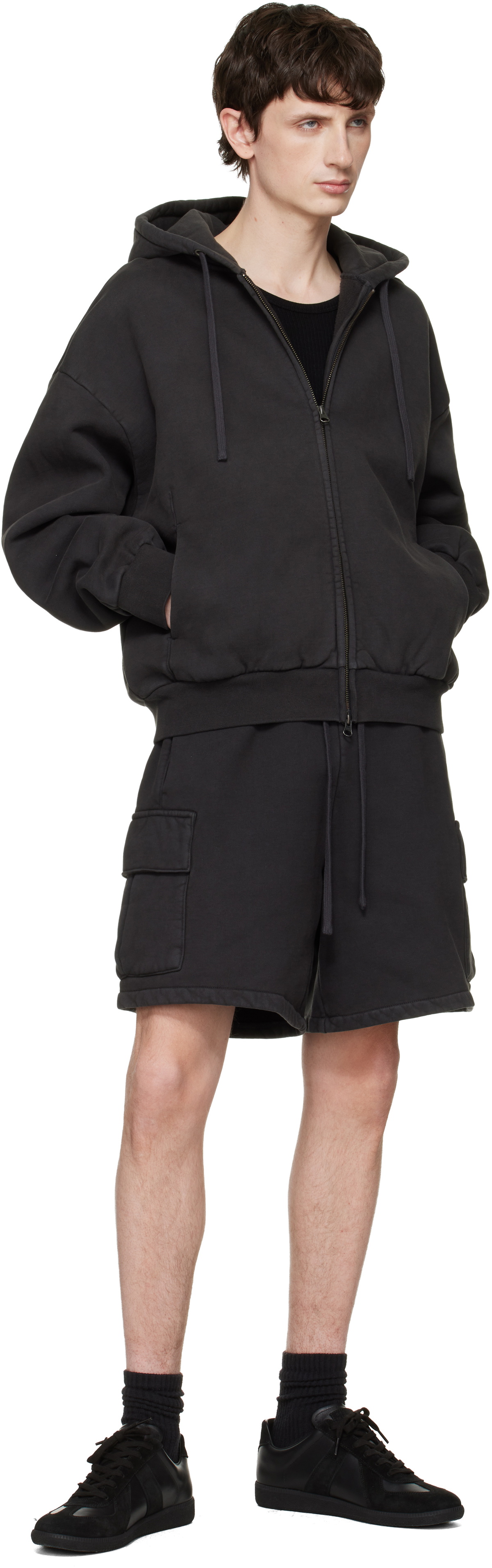SKIMS Black Heavyweight Fleece Cargo Shorts
