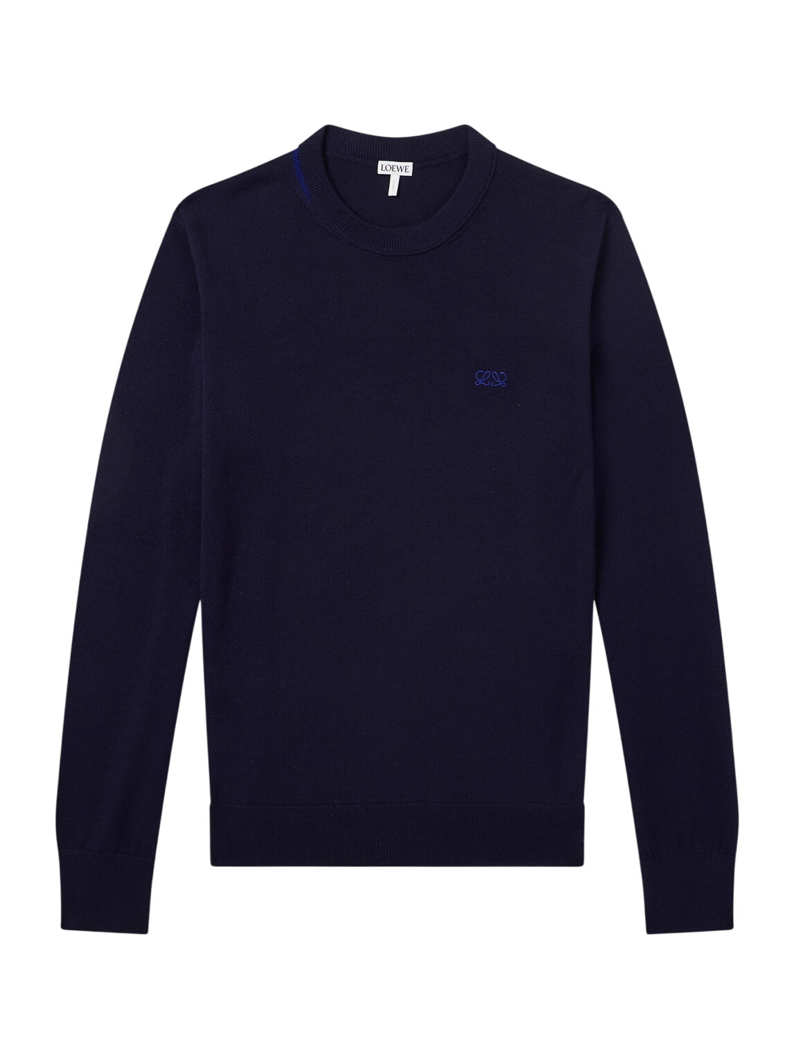 Loewe Men's Metallic Sinkhole Crew Knit in Navy Blue Loewe
