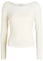 Reformation Julian Ruched Stretch-knit top Ivory