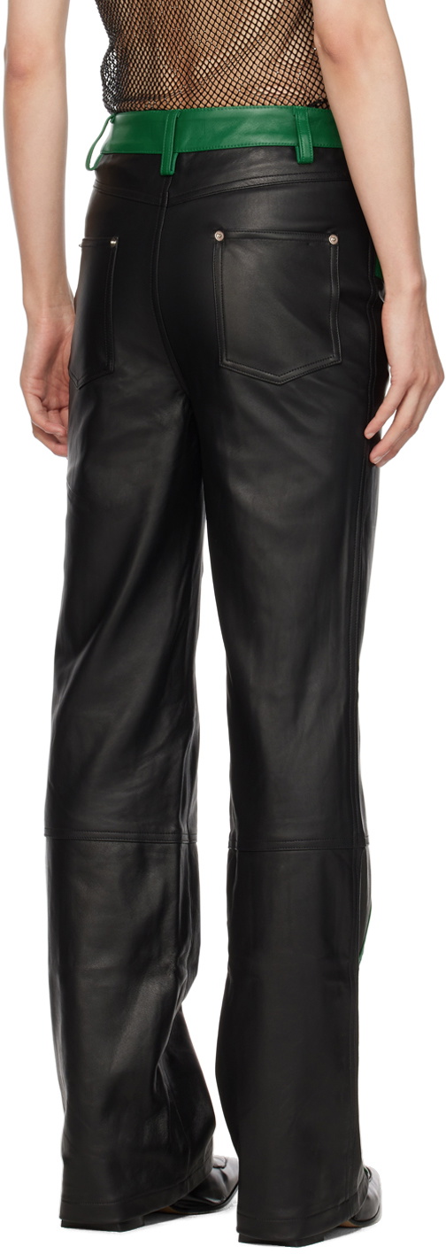 Theophilio SSENSE Exclusive Green & Black Leather Pants