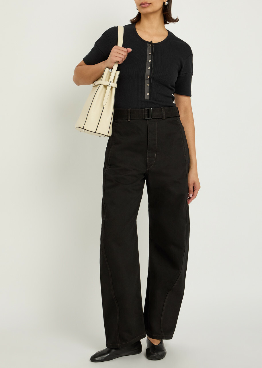 Lemaire Ribbed Cotton-blend top Black