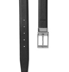 Burberry - 3.5cm Black and Navy Reversible Pebble-Grain Leather Belt - Black