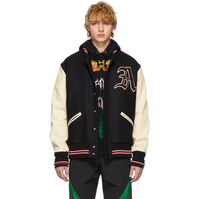 Photo: Gucci Black and White Patch Bomber Jacket