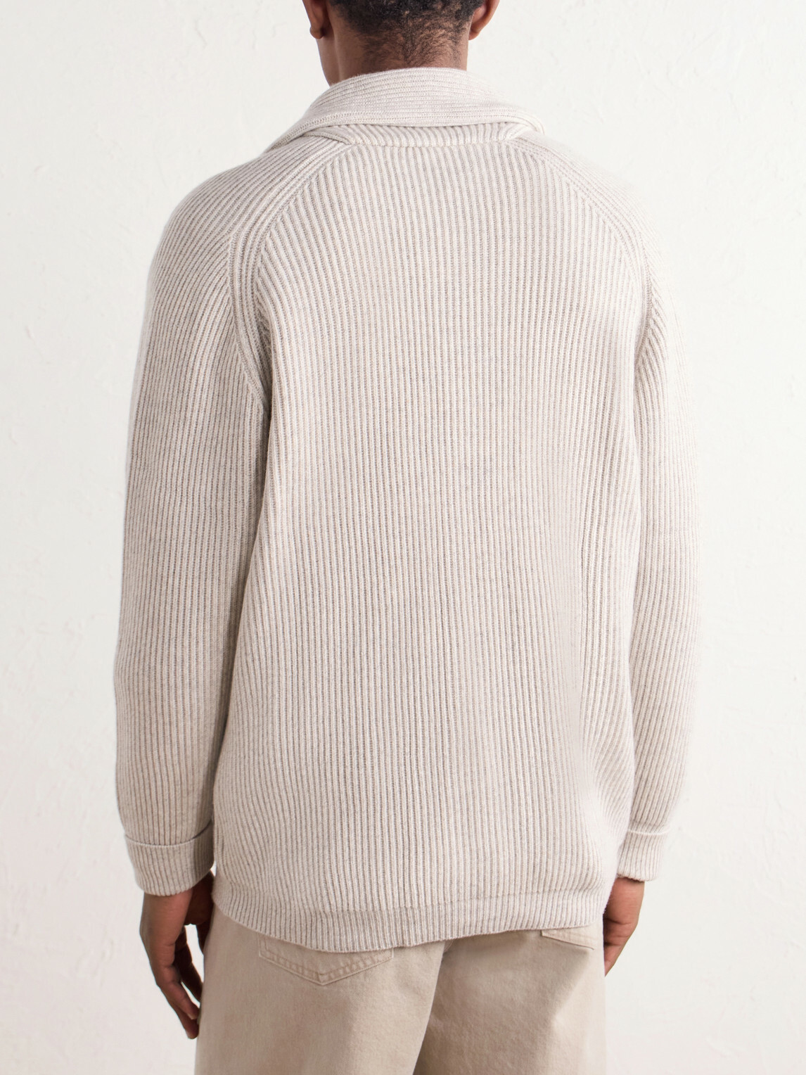 N.PEAL - Kensington Shawl-Collar Ribbed Cashmere Cardigan - Gray